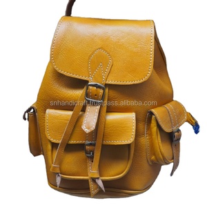 Beautifully Handmade Moroccan Leather & Yellow <b>Backpack</b> Shoulder Bag /handmade Leather - Product Image 1