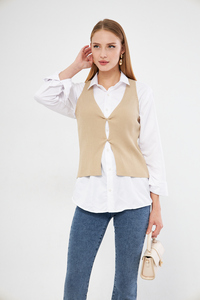Gilet chemisier tricoté confortable et élégant pour femmes Tissu décontracté à la mode pour le bureau et un usage quotidien - Product Image 6
