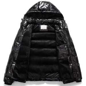 2026 Customized Men's Hooded Puffer Jacket Winter Warm Outdoor 100% Nylon Casual Fit Shiny <b>Coat</b> - Product Image 3