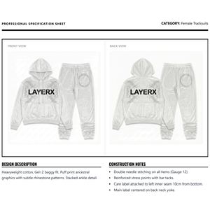 Conjunto Deportivo Ligero para Mujer, 340 g/m², Felpa de Algodón, con Pedrería, Sudadera Holgada, Dos Piezas, Ecológico - Product Image 6