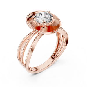 Bague de fiançailles de luxe TRENDY en or rose 18 carats plaqué rhodium, sertie d'un diamant solitaire brillant de 1 carat cultivé en laboratoire, certifié IGI - Product Image 1