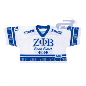 Camiseta de hockey de la hermandad Zeta Phi Beta, estilo griego con letras impresas, transpirable, para uso universitario/eventos, camiseta de malla oversize ZPB Sorority - Product Image 1