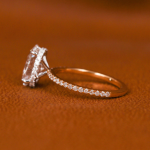 Oval Cut Lab Grown Diamond Hidden Halo Engagement Ring 18K <b>Solid</b> Gold And Yellow Gold Custom Trendy Style Accent Women Gift Ring - Product Image 2