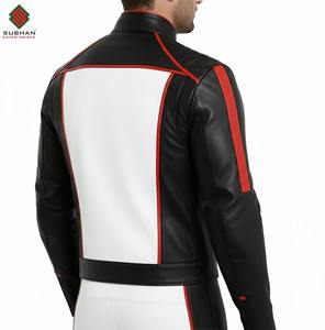 Blouson aviateur en cuir décontracté uni pour homme, sportif, moderne, noir et blanc, cosplay - Product Image 3