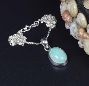 Meilleur bijou Opale éthiopienne 925 Sterling Silver Gemstone Chain Pendant october Birthstone Natural Stone Gift For Birthday - Product Image 3