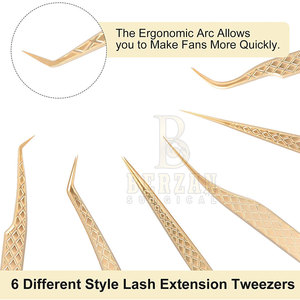 Venta al por mayor de pinzas de pestañas de acero inoxidable herramienta de pestañas postizas para extensión de volumen de pestañas categoría de producto premium - Product Image 3