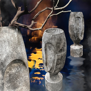 Modern Stone Finish Decorative <b>Floor</b> <b>Vase</b> Artistic Tabletop <b>Vase</b> For Home Office Living Room Entryway Decoration New Style <b>Vase</b> - Product Image 1