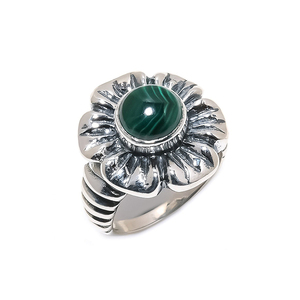 925 argent Sterling massif de qualité supérieure Malachite pierres précieuses à la main mariage bijoux fins anneaux - Product Image 1