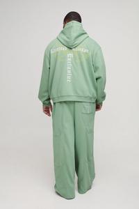 Pantalones de chándal con capucha personalizados, conjunto de Jogger, pantalones de carga sostenibles, chándal de gran tamaño, detalle de costura cuadrada, ajuste ancho con capucha limitado - Product Image 4