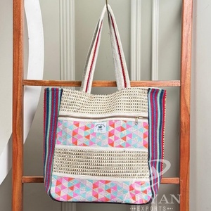 กระเป๋าโท้ทผ้าปอสไตล์โบฮีเมียนใหม่กระเป๋าถือผ้าฝ้ายธรรมชาติสำหรับผู้หญิงเป็นมิตรกับสิ่งแวดล้อมสำหรับวันหยุดมังสวิรัติและกระเป๋าช้อปปิ้งแฟชั่น - Product Image 1