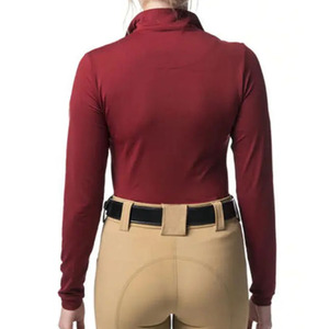 Ropa de equitación para mujer al aire libre de manga larga con cremallera Capa base Ropa ecuestre Camisa de espectáculo de equitación de encaje - Product Image 3