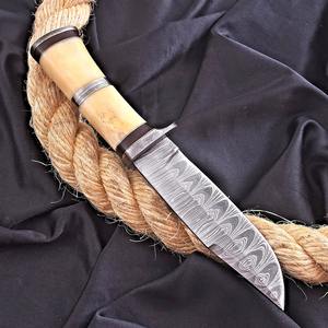Couteau de chasse fait main en acier damas avec gaine en cuir poignée en os couteau de camping à lame fixe supporté par OEM de qualité industrielle - Product Image 3