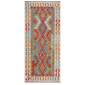 Alfombra Kilim de Maimana, Afganistán, 193 x 87 cm, Alfombras y Juegos de Alfombras - Product Image 1