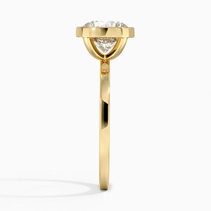 Estilo moderno 1ct Lab Grown Diamond Round Cut 14K Oro sólido Noemi Bisel Solitario Anillo de joyería de compromiso para hombres y mujeres - Product Image 3