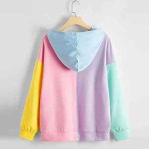 <b>Women</b> Solid Pullover Hoodie Factory High Quality Long Sleeve Oversized Sports Casual Winter Colorblock <b>Pattern</b> Hoodie 2025 - Product Image 2