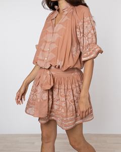 Vestido Mini Bohemio Ecológico de Gasa con Mangas Abullonadas de Encaje, Estampado, Cuello Camisero y Ajuste Holgado para Mujer - Product Image 3