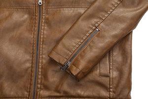 Veste en cuir à col montant pour hommes, vêtements d'extérieur légers en similicuir pour la moto - Product Image 2