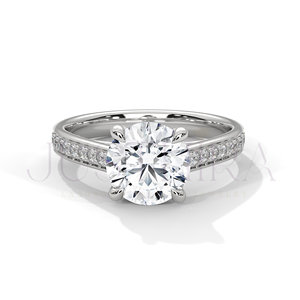 Bague en argent 925 de haute qualité avec diamant Moissanite VVS taille ronde et placage or blanc pour femme, idéale pour mariage et fiançailles - Product Image 1