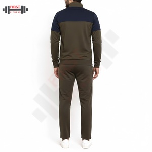 Survêtement pour homme en coton à manches longues, style streetwear, fermeture éclair, coupe confortable, deux pièces, couleur unie, survêtement de luxe pour homme - Product Image 2
