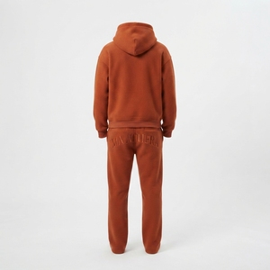 Womens Rust Orange Fleece Hoodie Tracksuit <b>Set</b> Pullover Sweatshirt <b>Jogger</b> Pants <b>Matching</b> Casual Streetwear Loungewear - Product Image 4