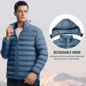 Chaqueta Acolchada Ligera Vintage para Hombre, con Capucha Desmontable, Resistente al Agua, 100% Algodón, Tejido Suave, 4 Bolsillos, Puños Elásticos - Product Image 5