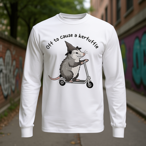 Camiseta de Manga Larga con Diseño de Opossum en Scooter para Causar la Mayor Vuelta (Producto Promocional) - Product Image 3