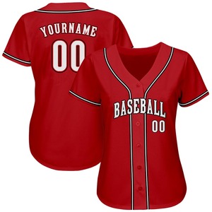 Maillot de baseball personnalisé rouge, blanc et noir, respirant, grande taille, imprimé, 100% polyester, antibactérien - Product Image 2