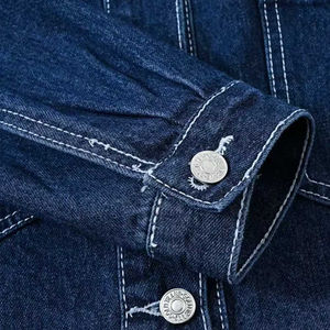 Custom Women's Denim Jacket with Loose Fit Button <b>Detail</b> Breathable Solid Pattern - Product Image 5