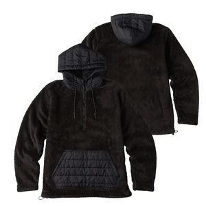 Dernier design – Sweat à capuche oversize en fausse fourrure pour homme, couleur noire, 340 g/m², anti-plis, léger, demi-zip, coupe-vent et respirant pour l'hiver - Product Image 3