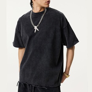 OEM personalizado Streetwear cuello alto camiseta mejor calidad 300 Gsm peso pesado camisa suave peinado algodón bordado Dtg impresión camiseta - Product Image 4