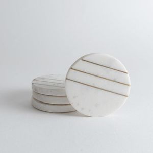 New Arrival Floral Design Marble Coasters with MOP Inlay Handcrafted Drink Coasters Set Luxury <b>Table</b> Decor - Product Image 4