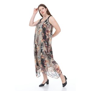 Maxi abito da donna con motivo floreale geometrico Chiffon taglie forti-per il lavoro estivo occasioni speciali - Product Image 1