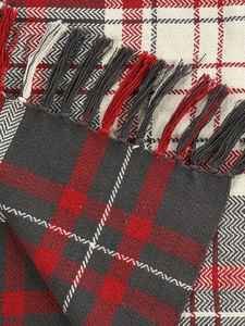 Wholesale Classic <b>Red</b> Black White Striped <b>Throw</b> <b>Blanket</b> Fringe Soft Cotton Blend Woven Wrinkle Resistant Home Decor Sofa Bed - Product Image 5