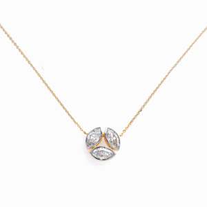 Colgante de marquise con bisel de tres pliegues de 2.59 quilates para mujer |   El Mejor Regalo Para Ella |   Diamante Cultivado en Laboratorio, Oro de 14K - Product Image 2