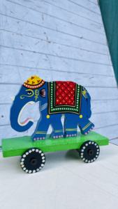 Juguete de elefante hecho a mano de madera con ruedas, figurita de Animal tradicional para tirar, regalo artesanal decorativo para niños, decoración del hogar - Product Image 3