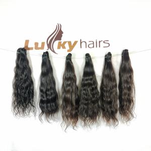 Onda de cabello crudo indio y hermoso Paquete de trama de cabello del sur de la India con extensiones de cabello humano de Color negro ondulado Natural con frente de encaje - Product Image 4