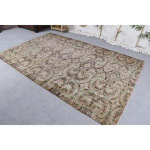 พรมตุรกีวินเทจขนาด 5.7x9 ฟุต พรมขนาดใหญ่ พรมขนสัตว์สีเบจ - Product Image 2