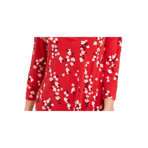 Camicetta da Donna Charter Club Rossa Taglia Large/XL, Stampa Floreale e Leopardata, Scollo a V Plissettato, Colletto Ricamato con Volant, Vestibilità Ampia in Chiffon Lavorato a Maglia - Product Image 3