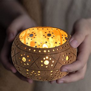 ที่ใส่เปลือกโกโก้แบบธรรมชาติสำหรับวางตรงกลางโต๊ะเทียนถ้วยมะพร้าวทำด้วยมือที่วางเทียน - Product Image 2