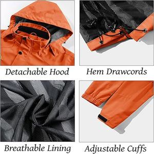 Chaquetas de lluvia con cremallera completa para hombres Logotipo personalizado Ropa de invierno al aire libre Personalizar chaqueta cortavientos con capucha de retazos. - Product Image 6
