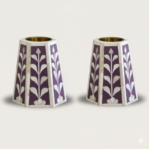 Quemador de Incienso Decorativo Hecho a Mano de Madera de Pino y MDF con Incrustaciones de Hueso, Diseño Floral Morado Antiguo, Arte Moderno Ecológico para el Hogar y la Oficina - Product Image 2