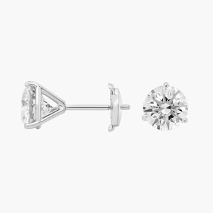 14K Solid Gold F-G VS2-SI1 Round Lab Grown Diamond Three Prong Martini <b>Stud</b> <b>Earrings</b> 3 Ct Total Guardian Backs Martini Style - Product Image 4