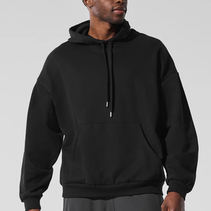 Sudadera con Capucha de Invierno para Hombre, Estilo Popular, Sólida, Holgada, con Cordón, Bolsillo Tipo Canguro, Ribete en el Bajo, Forro Polar, Impresión Digital de Lujo - Product Image 2