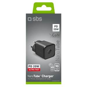Cargador y Adaptador USB Tipo-C NANOTUBE de 20W con Entrega de Energía en Negro Modelo TETRGAN1C20K - Product Image 2