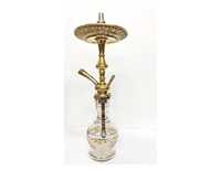Offre Spéciale Narguilés Farida de Luxe Mini en Laiton Laqué, Ensemble Complet d'Accessoires, Narguilé Égyptien Durable avec Vase en Verre Assorti Profond
