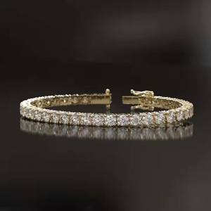 Oro amarillo de 18 quilates Clásico Corte redondo Diamante Moissanite Lab Grown Tennis Pulsera Regalo de boda para ella - Product Image 1