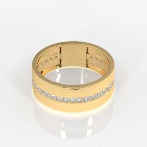 Bague en or jaune 9 carats avec diamant moissanite pour homme, noblesse moderne - Product Image 1