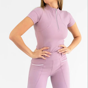 Professional Women Equestrian Base Layer Shirt Stretch Fabric Short Sleeve <b>Horse</b> <b>Riding</b> <b>Top</b> OEM Customized - Product Image 1