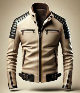 Veste à capuche en cuir véritable unisexe pour l'hiver, avec garniture en fausse fourrure, design respirant et coupe-vent, doublure en coton, tissu en toile, élégante - Product Image 6