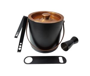 ชุดถังน้ำแข็งสแตนเลสสีดำด้านพรีเมียม พร้อมฝาปิด ที่คีบน้ำแข็ง จิ๊กเกอร์คู่ และที่เปิดขวด ชุดอุปกรณ์บาร์ครบชุด - Product Image 3